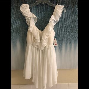 Lined, white romper.